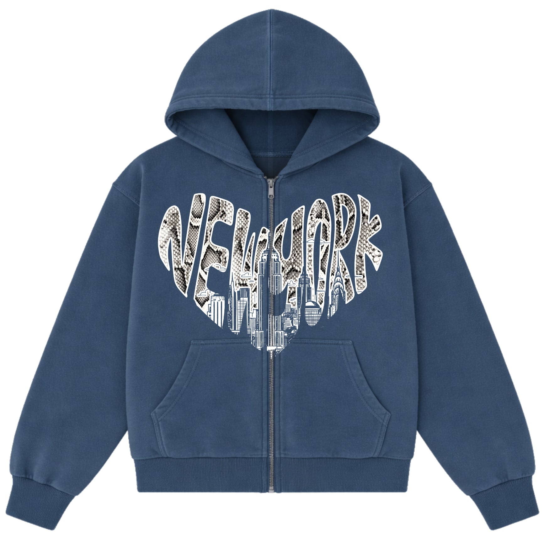 Blue Python Love Zip Hoodie
