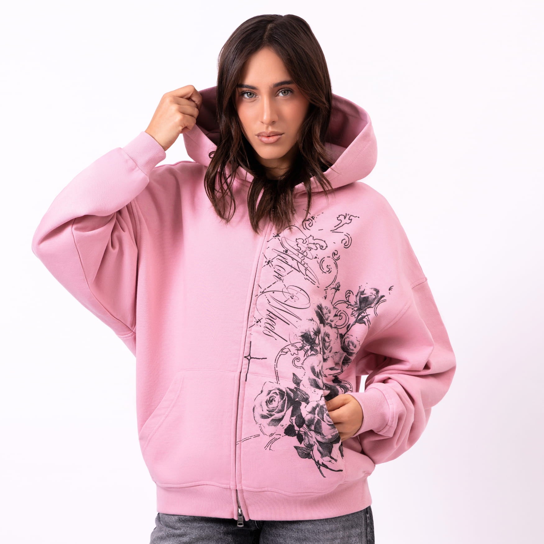 Midnight Roses Zip Hoodie