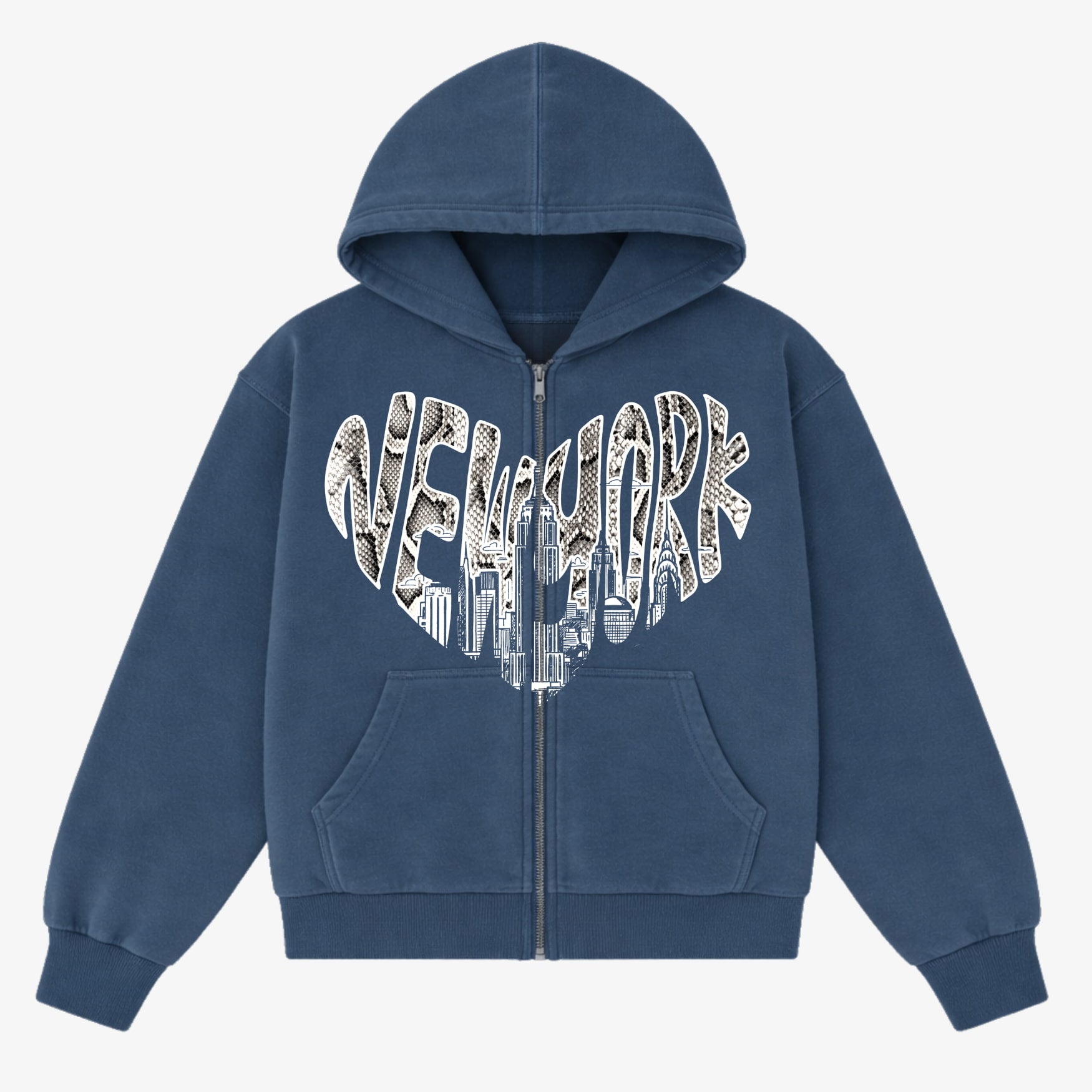 Blue Python Love Zip Hoodie