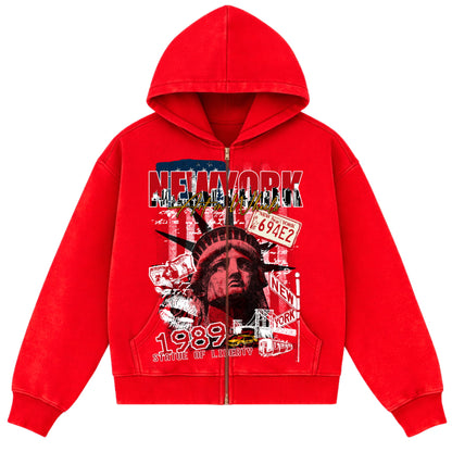Red NYC Zip Hoodie