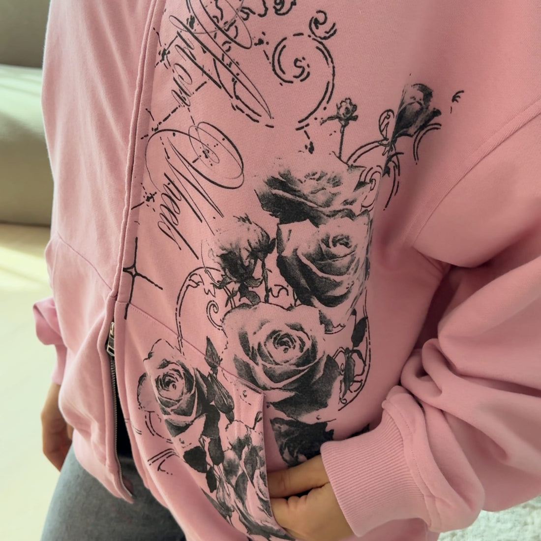 Midnight Roses Zip Hoodie