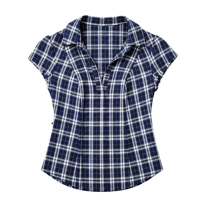 Blue Plaid Short Sleeve Shirt