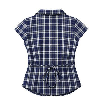 Blue Plaid Short Sleeve Shirt