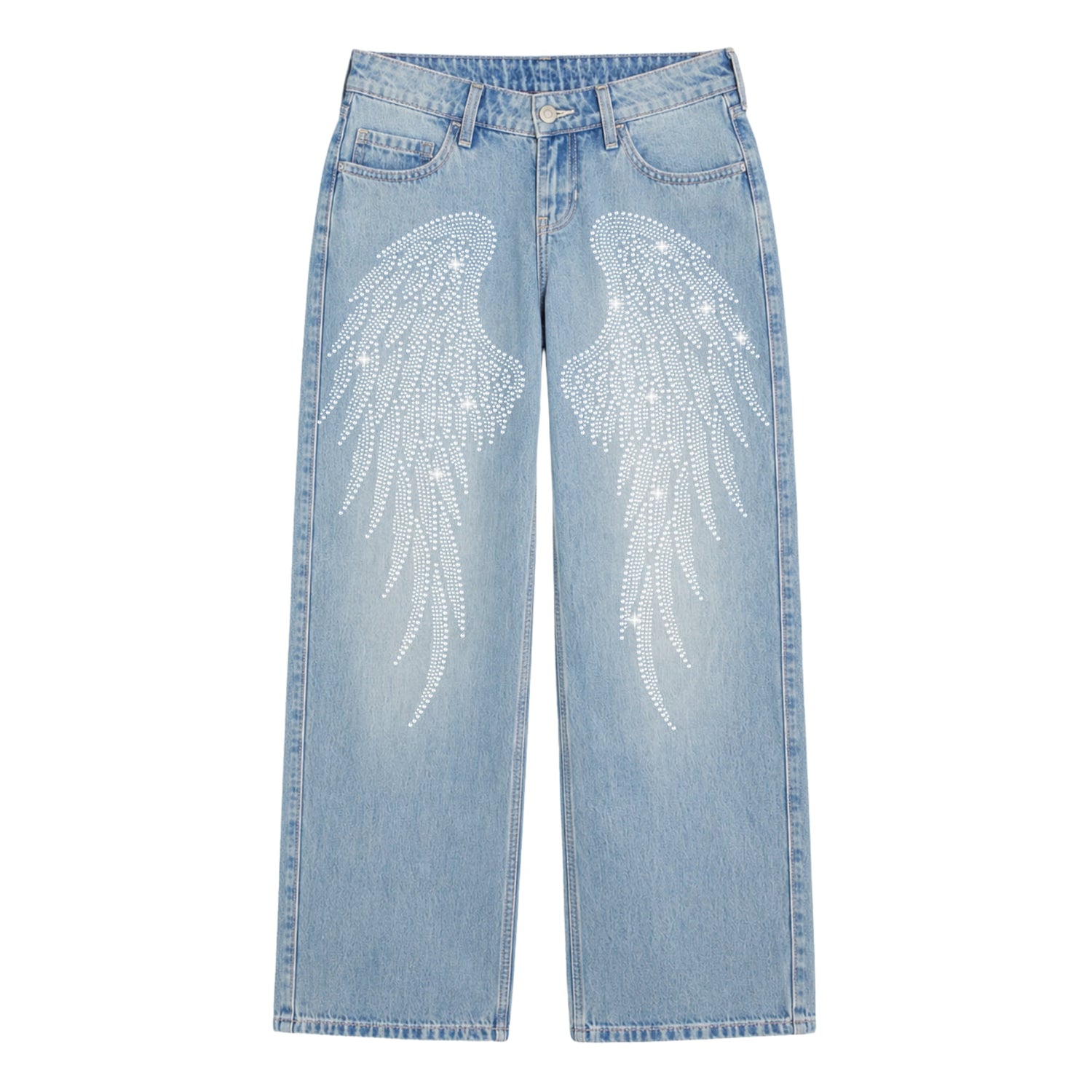 Low Rise Rhinestone Wings Jean