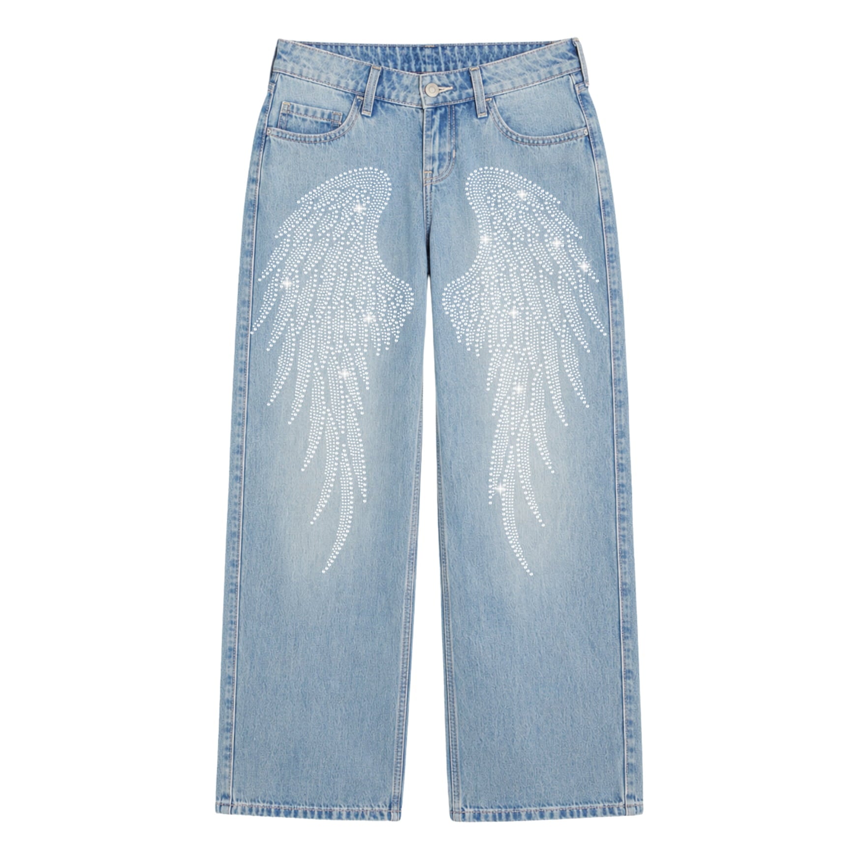 Low Rise Rhinestone Wings Jean