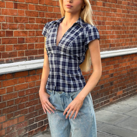 Blue Plaid Short Sleeve Shirt