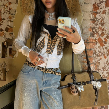Low Rise Rhinestone Wings Jean