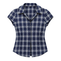Blue Plaid Short Sleeve Shirt
