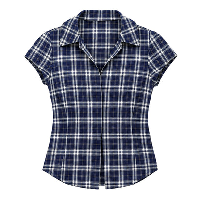 Blue Plaid Short Sleeve Shirt