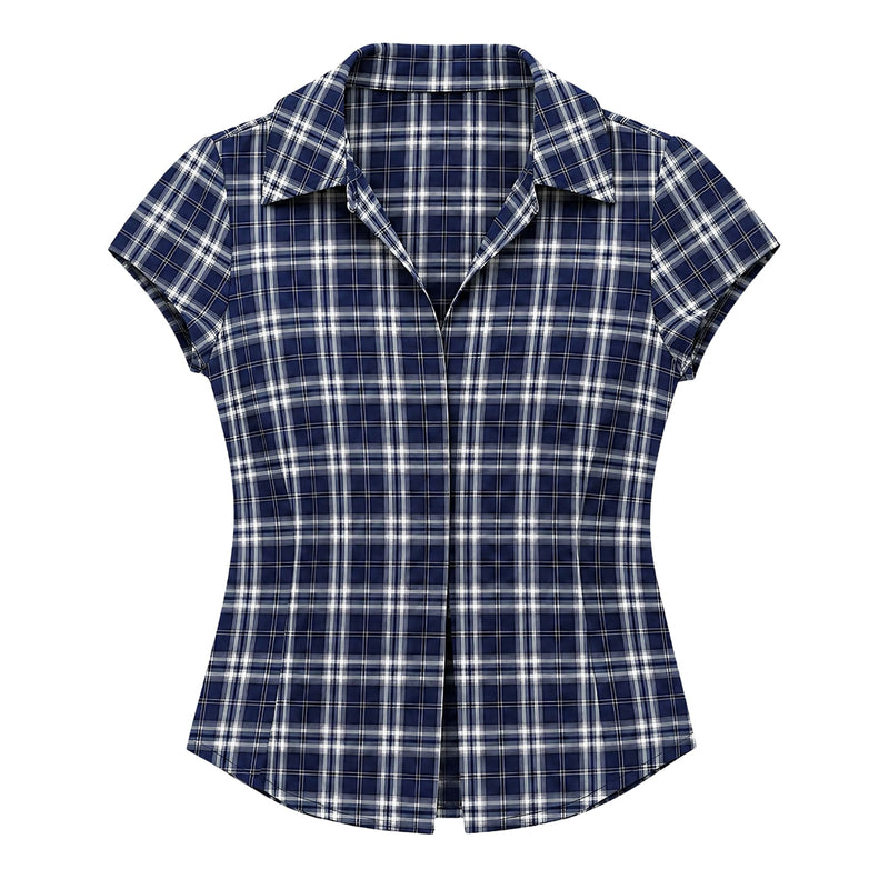 Blue Plaid Short Sleeve Shirt