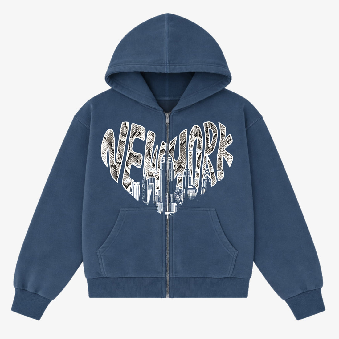 Blue Python Love Zip Hoodie