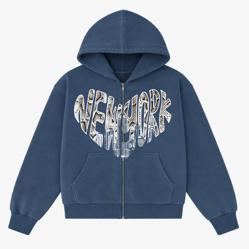 Blue Python Love Zip Hoodie