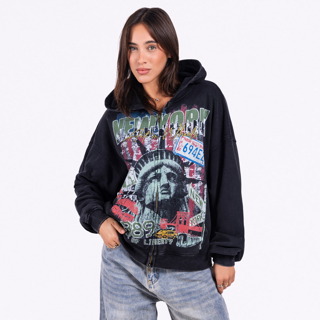 Vintage NEW YORK Zip Hoodie