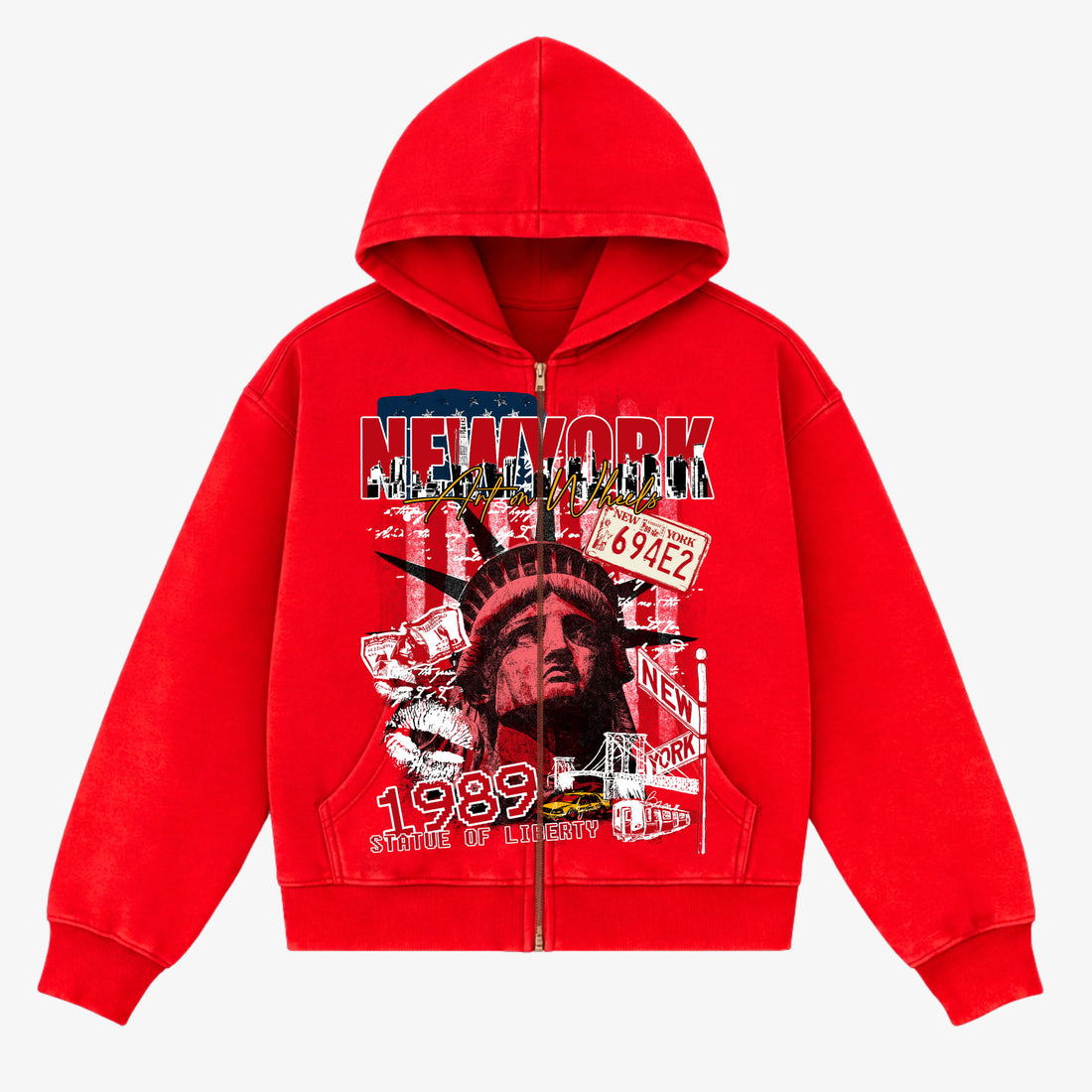 Red NYC Zip Hoodie