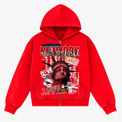Red NYC Zip Hoodie